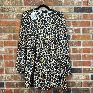 ASOS Animal Print Long Sleeve Dress Size 2 NWT
